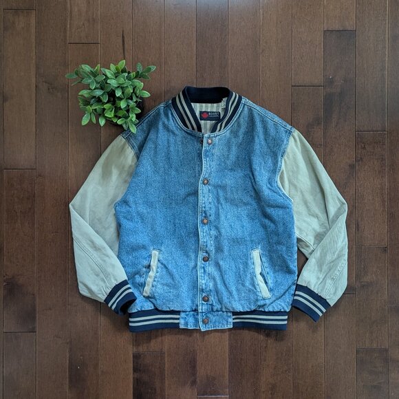 BASIC DENIM VARISTY VINTAGE JACKET - Picture 1 of 3